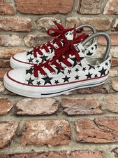 Converse All Star Ox Shoes Womens Uk 4.5 White Black Stars Canvas Low Top