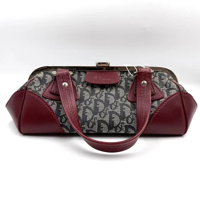 11.04 20 Christian Dior Doctor Bag Blue Monogram Red Trim Top HANDLE