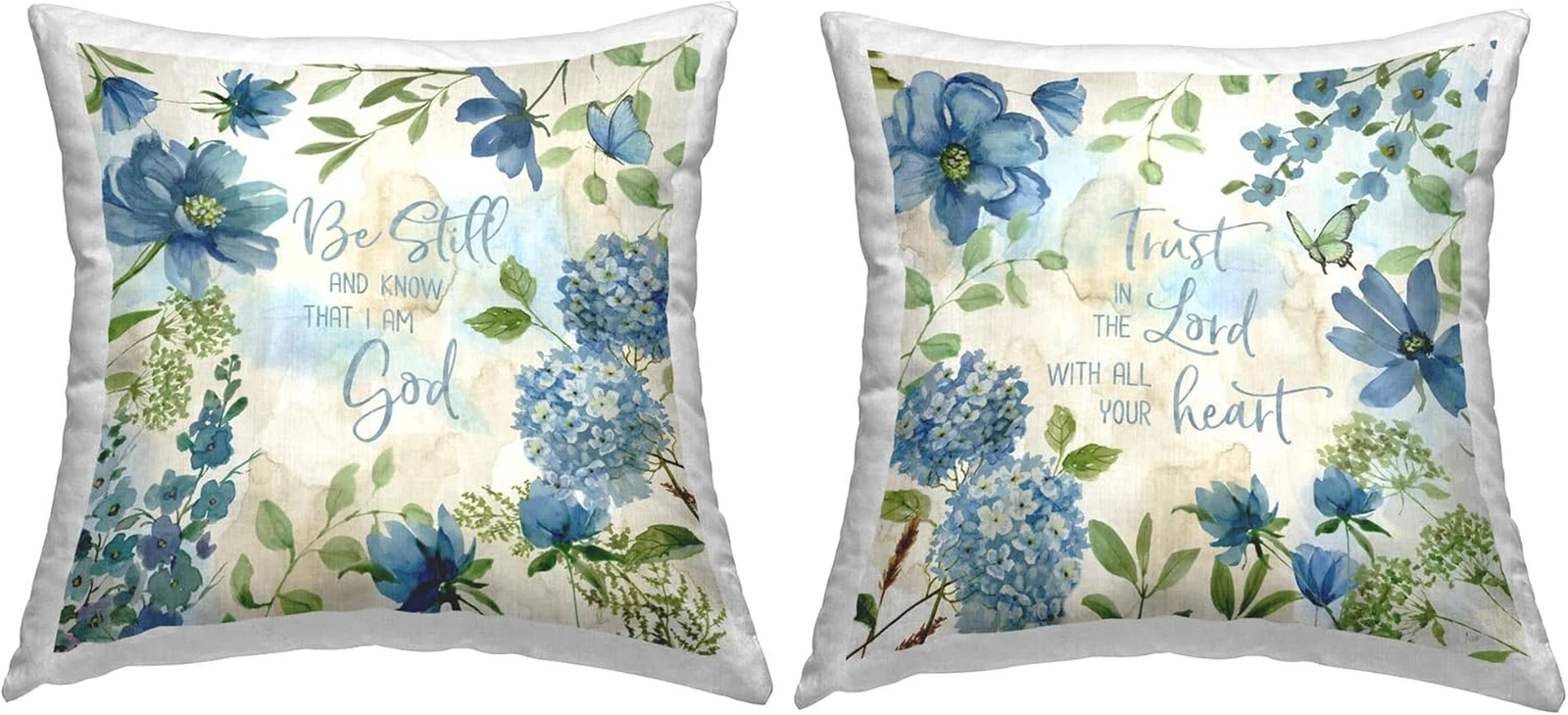 Be Still Blue Hydrangea Throw Pillow - 18x18 Indoor Decor by