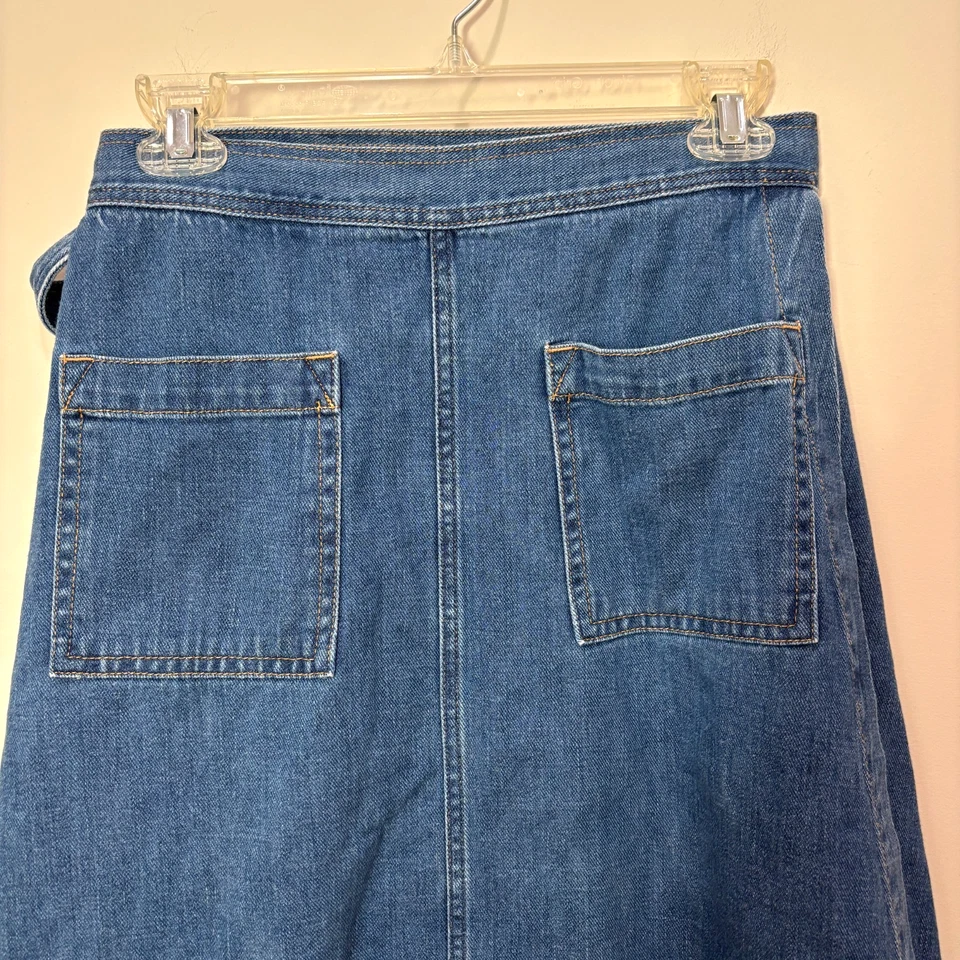 VTG Gap Blue Denim Wrap Midi Skirt Women M Pockets A-line Cotton Retro Y2K 90s - Image 4 of 4