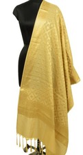 Beige Banarasi Dupatta Indian Art Silk Woven Zari Brocade Long Stole Scarves