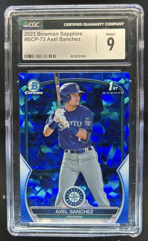 2023 Bowman Sapphire Axel Sanchez Chrome 1st Prospect #BCP-73 Mariners CGC 9