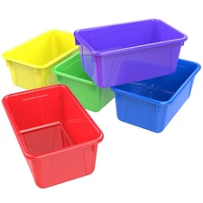 Storex Plastic Cubby Bin Kids' Craft and Supply Storage Assorted Colors 5-Pack