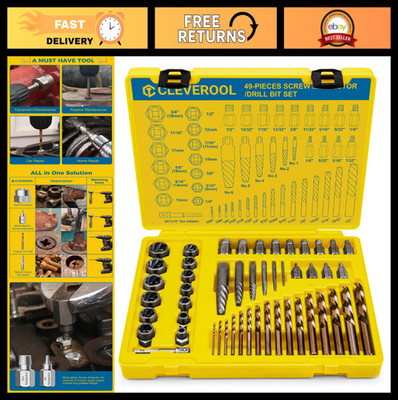 49 Pcs Screw Extractor Set, Left Hand Drill Bit, Easy Out Socket for Broken Bolt