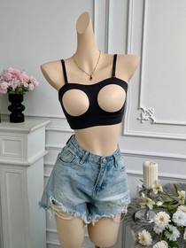 Sexy Women Hollow Out Cup Bras Wire Free Comfortable Camisole Lingerie