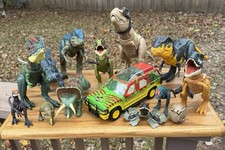 Jurassic World Lot 2 T-Rex Allosaurus Sinotyrannus 11 Dinosaurs  Jeep