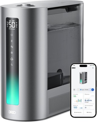 Dreo 6L Humidifiers for Bedroom, Smart Warm & Cool Mist Large Silver 