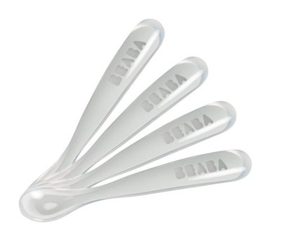 BEABA Baby's First Foods Silicone Spoons Set - 4 Pack, BPA-Free, Soft-Tipped