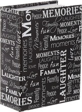 Mini-Max Photo 100 Pocket 4x6 Photo Album, Black and White Words