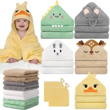 15 PCS Baby Bath Towels Set, 5 PCS Cute Animal Hooded Baby Towels  10 PCS Wa...
