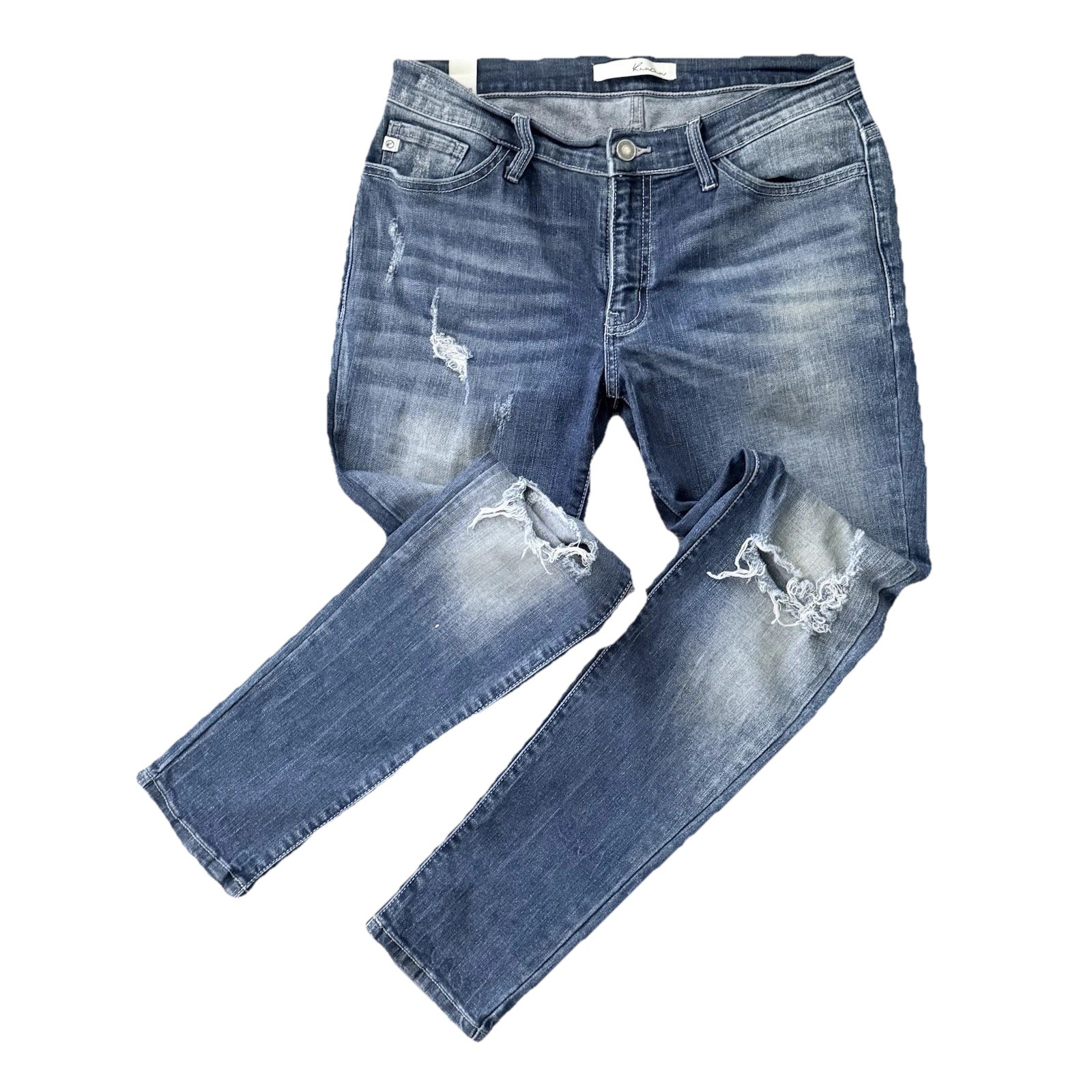 KanCan Women's Blue Jeans, Size 9, Mid-Rise, Skinny Fit, Stretch Denim, Distress