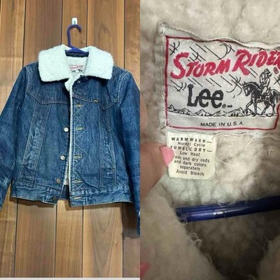 Vintage Lee Storm Rider Denim Jacket Sherpa Lined Size Small USA Made