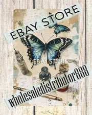 Botanical Study Butterfly tin sign ink tools cool garage accessories