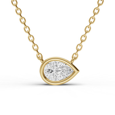 14K Gelbgold 1CT Lab Grown Birnenform Diamant Solitär Anhänger