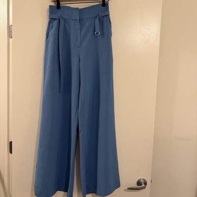 Massimo Dutti Women's Blue Flare Wide Leg Trouser Pants Size 6 Business Casual