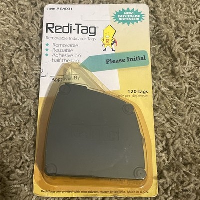 Redi-tag  Removable Indicator Tags 120 Count Please Initial Refillable Dispenser