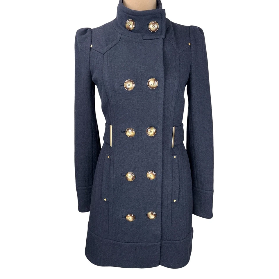 Anthropologie Leifsdottir 羊毛混纺豌豆外套 2 码军用结构夹克 — 第 2/4 张图片