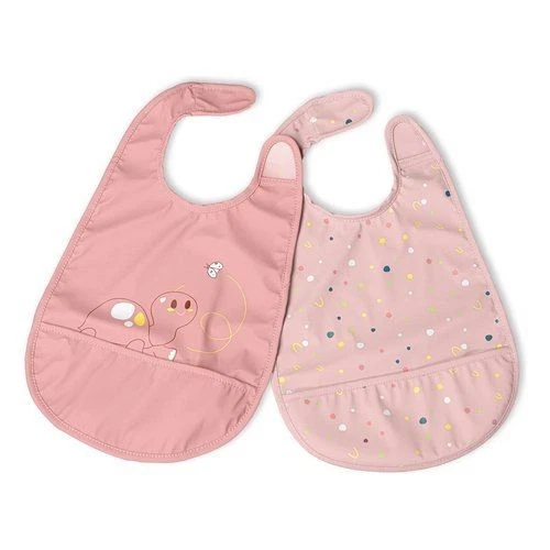 New Chicco 00016301150000 Bib Set with Pink Crumbs Pocket