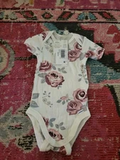 NEW 3-6 mo Modern Moments Gerber Organic baby outfit girls roses pink bodysuit