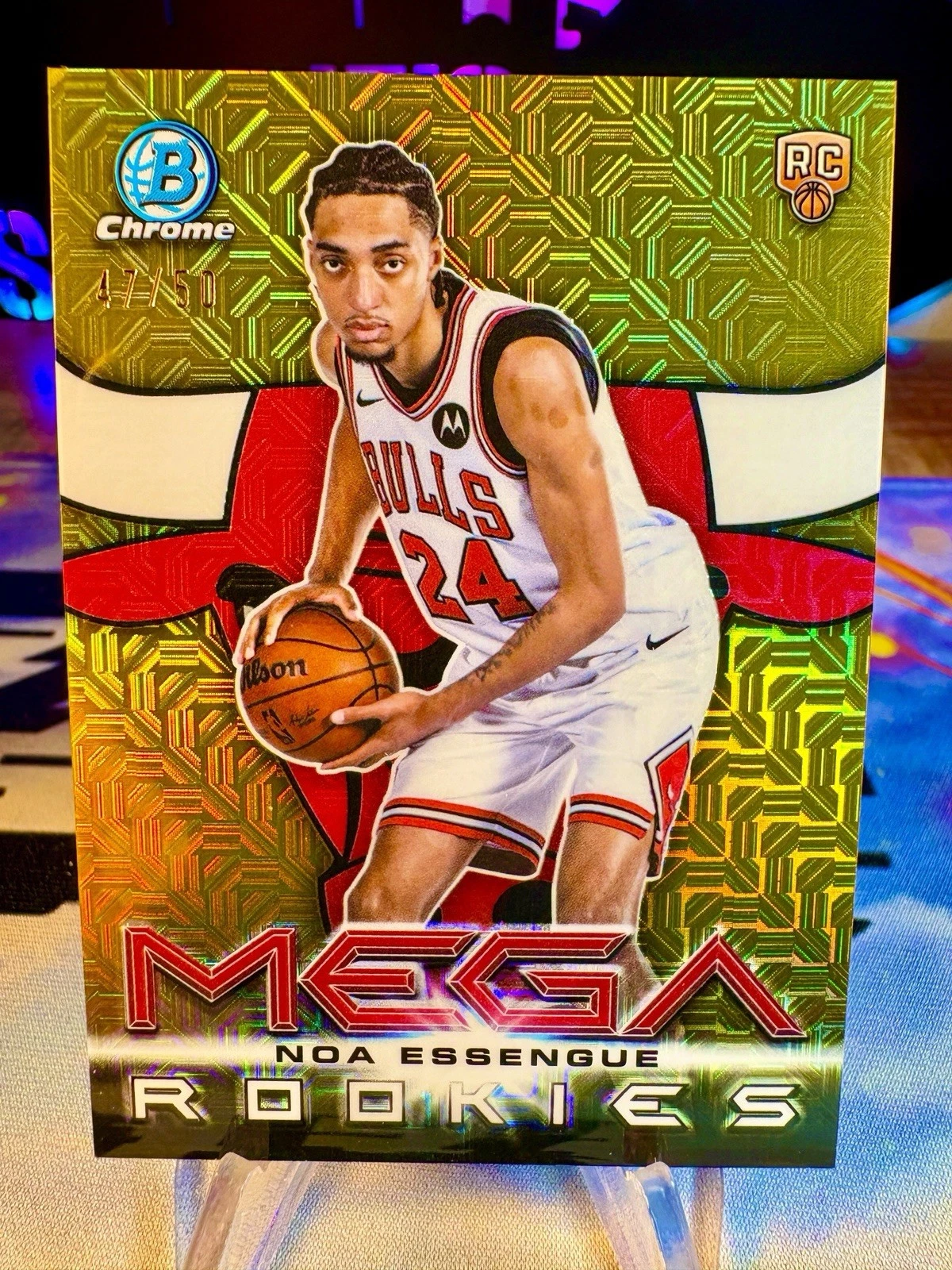 2025-26 Bowman Chrome Gold Mega Rookies Mojo Noa Essengue #MR-12 Refractor /50