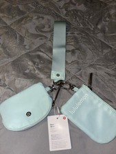 Lululemon Light Green Dual Pouch Wristlet Pouch Wallet Zip  12 x 7cm