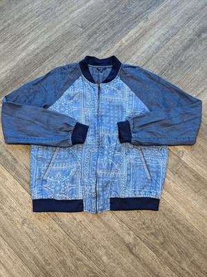 Pepe Jeans blau Bandana Patchwork Jacke Damen Medium Denim Reißverschluss gerippt Paisley