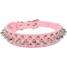 Spiked Studded Leather Dog Collar Rivets Pet Small Large Cat Pit Bull Adjustable