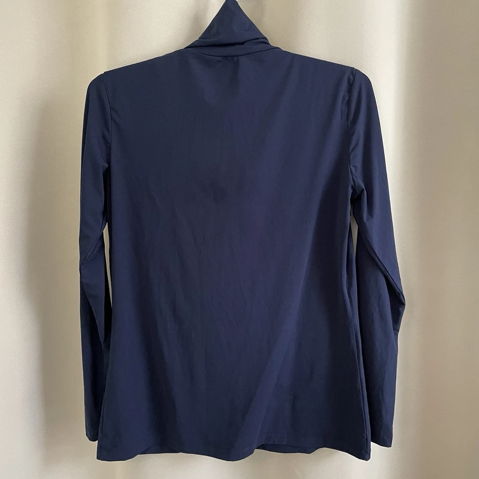 J McLaughlin Нора водолазка Sz маленький темно-синий легкий эластичной верхняя рубашка - Изображение 2 из 4