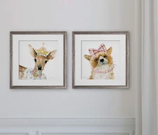 Wexford Home Glamour Girls Deer -2 Piece Set Art Print Silver 16L" x 16W"