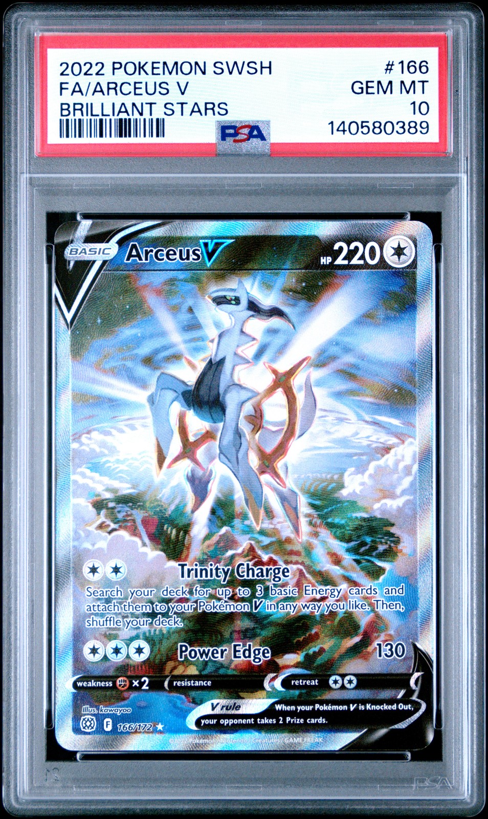 2022 POKEMON SWORD & SHIELD BRILLIANT STARS #166 FULL ART/ARCEUS V PSA 10