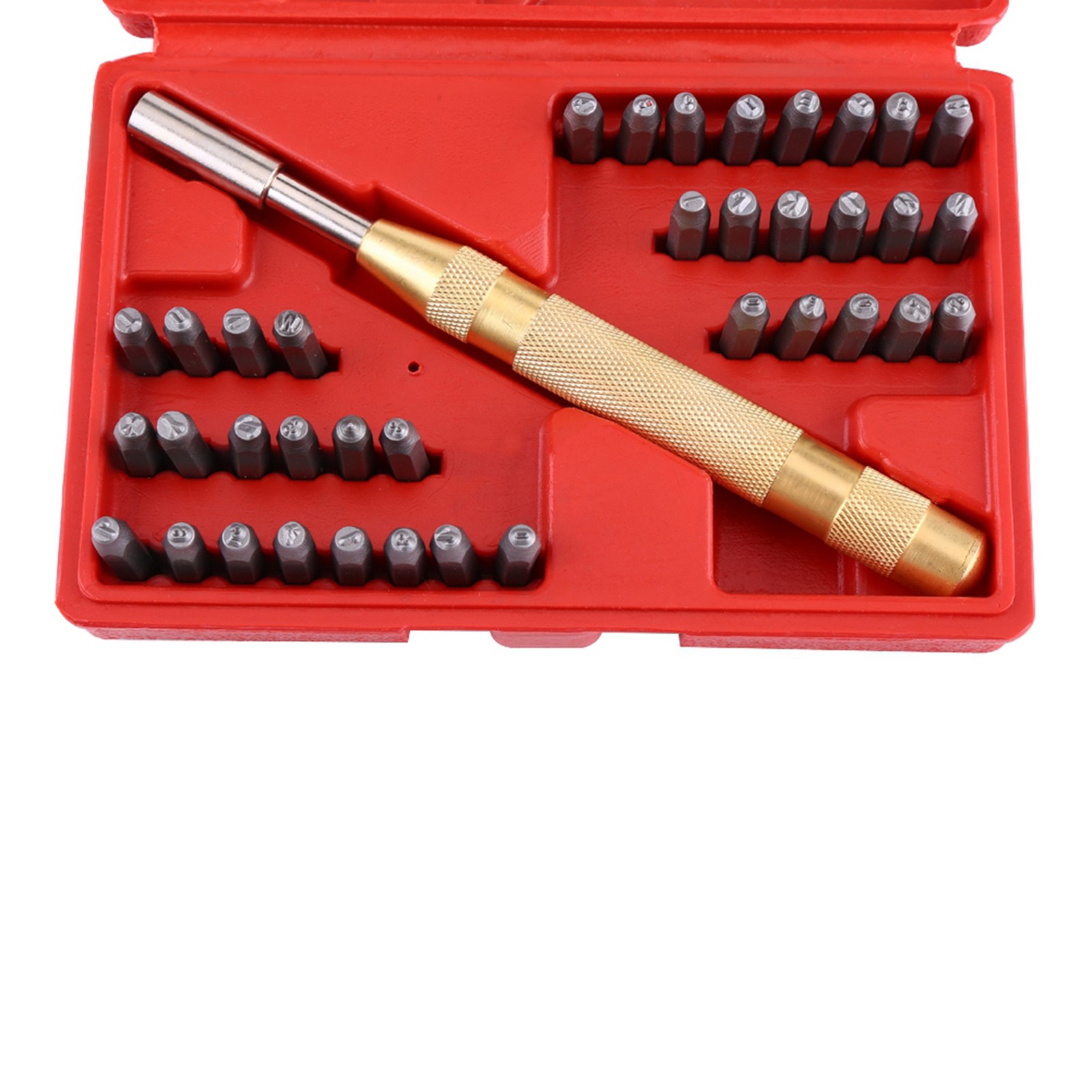 38pc Automatic Letter Number Stamping Metal Punch Stamp Set Tool Kit For