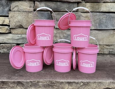 #ad Lowes Pink Plastic Buckets with Lids and Handles Pack of 5 $22.00