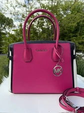 Michael Kors Belted Mercer Leather Satchel Dragon fruit Multi