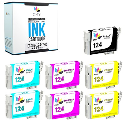 7X CMYi Replacement T124 Ink Cartridges for Epson Workforce 320 435 Stylus NX430