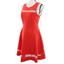 Lulu's | Sleeveless Orange Mesh Skater Dress Medium