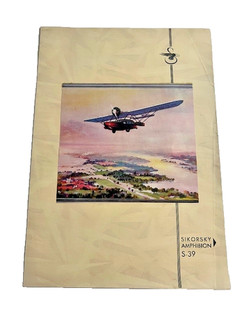 EARLY 1930S SIKORSKY S 39 AMPHIBION AIRPLANE BROCHURE COLOR ART COVER #2600