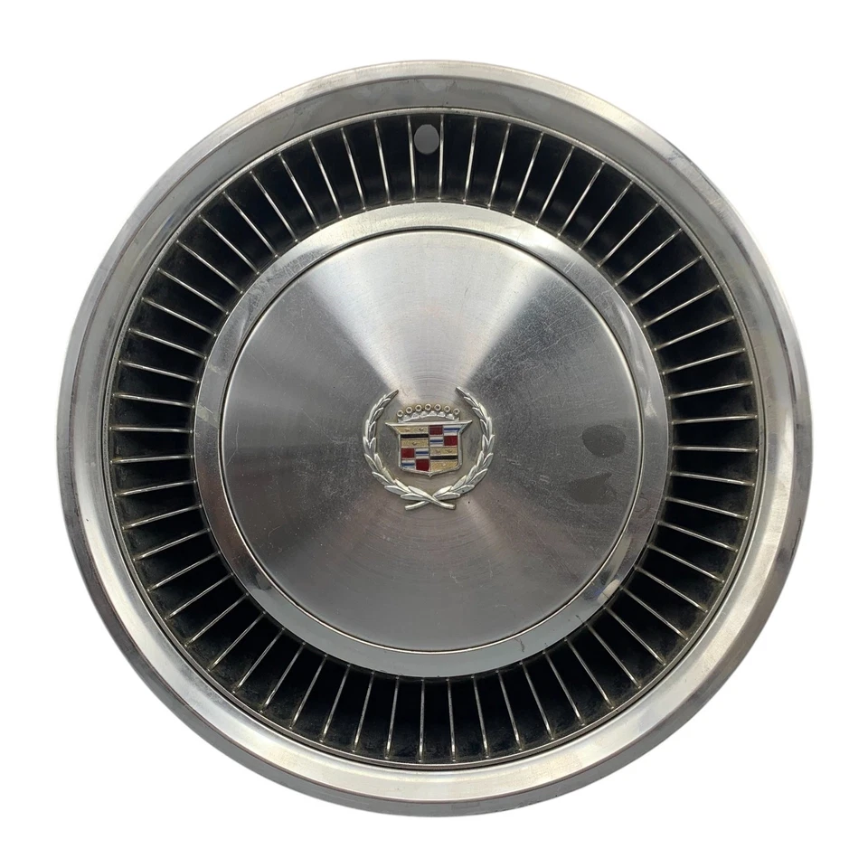 Juego de 4 tapacubos turbina negra GM Cadillac Fleetwood Seville OEM 1975-1979 guirnalda Foto 4 de 4