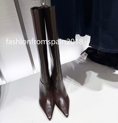 ZARA NEW WOMAN POINTED TOE HEELED BOOTS CHOCOLATE BROWN 35-42 1020
