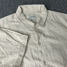 Rhythm Natural Tan Beige XL Linen Button-Up Shirt Short Sleeve Mens Free Post