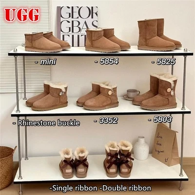 UGG AUSTRALIA 2025 Women's Shoes Mini Bailey Bow II Boots Chestnut Slip On Ankle Boots New