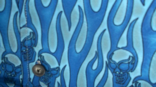 NEW demons in the fire HAWAIIAN SHIRT GRAY with blue flames XL by ODO - Picture 4 of 6