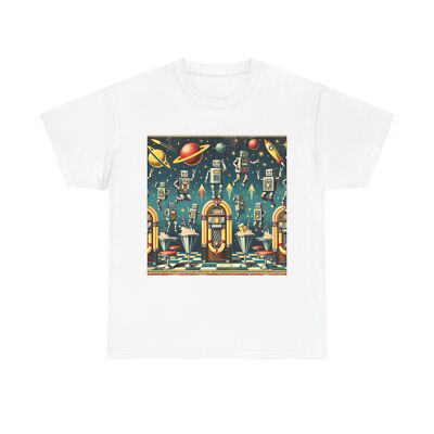 Unisex Adult T Shirt Retro Robots in Atomic Age Fair