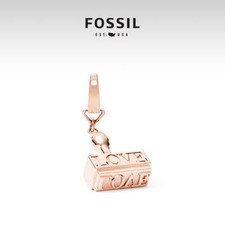 NEW FOSSIL ROSE GOLD TONE S/STEEL "LOVE STAMP" CHARM PENDANT-JF01245791