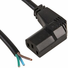 3M, 90° RIGHT ANGLE IEC C13 SOCKET TO BARE/OPEN ENDS BLACK CABLE,LCD KETTLE LEAD