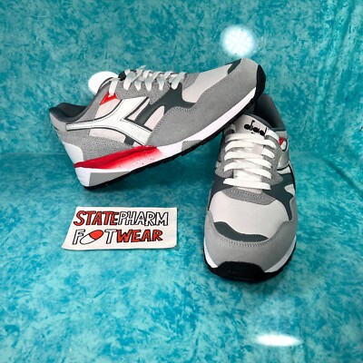 Diadora N9002 Gray Red Men's Low Top Suede Retro Shoes Sneakers