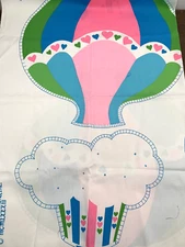 Vintage Rainbow Creations Cut & Sew Cupcake Hot Air Balloon Pillow Fabric Panel