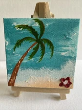 Palms,beach,original Painting, 3/3