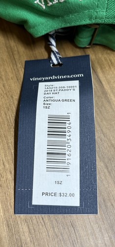 Vineyard Vines St Paddy’s Day Baseball Hat. NWT. One Size. Kiss Me I’m Irish - Picture 5 of 9