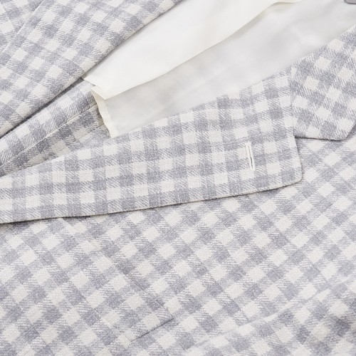 Canali Gray and Ivory Check Wool-Silk-Linen Sport Coat 38R (Eu 48) NWT - 第 4/9 張圖片