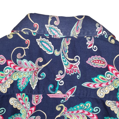 Thomas Cook Women's Shirt 12 Navy Paisley Long Sleeve Western Country Casual - Picture 6 of 8